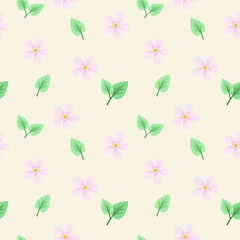 Fototapeta na wymiar vector seamless pattern of cherry flowers and leaves