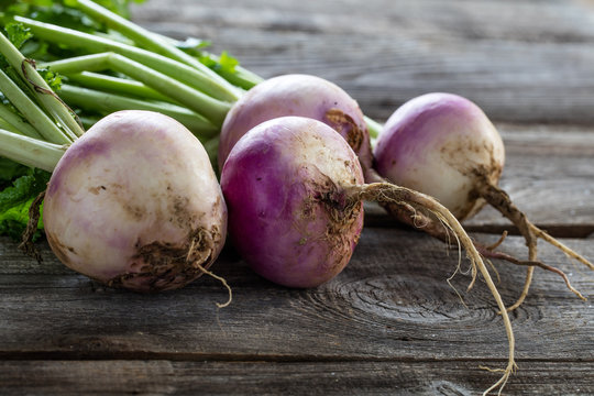closeup of rustic organic turnips for sustainable vegetarian farming
