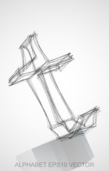 Vector illustration of a Ink sketched T. Hand drawn 3D T.