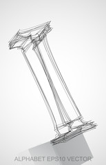 Vector illustration of a Ink sketched I. Hand drawn 3D I.