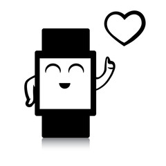 Vector illustration of smart watch icon. Pulse heart