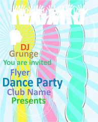 Vertical music party background with colorful graphic elements and text. party dance concept.