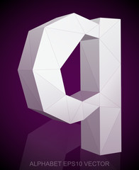Abstract White 3D polygonal Q with reflection. EPS 10 vector.