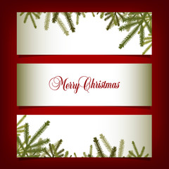 Naklejka na ściany i meble Classic Christmas banners with pine needles for print or web 