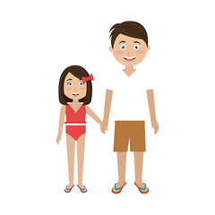 Fototapeta premium happy family vacations holiday vector illustration design