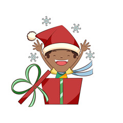 Child opening christmas surprise gift