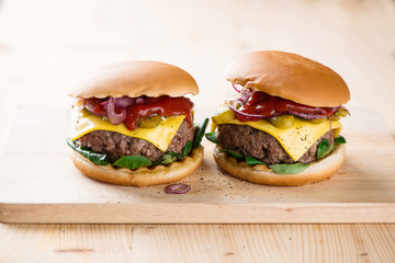Beef burger with melted cheese