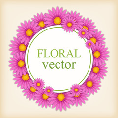 Floral vector round banner. Decorative element for design.