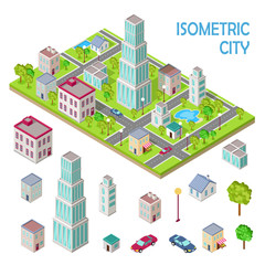 Set of City Buildings in Isometric Projection