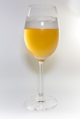beer in glass on white, wine in glass on white background