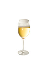 beer in glass on white, wine in glass on white background