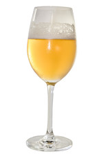 beer in glass on white, wine in glass on white background