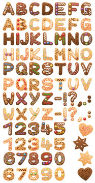 Christmas cookies alphabet assortment in duplicate - for your text with double letters.