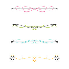 Obraz premium Vector set of two color calligraphic design elements and page decor