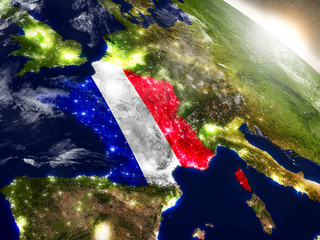 France with flag in rising sun