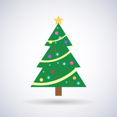 Christmas tree elegant with ornaments and New Year, stylish vector illustration, EPS10