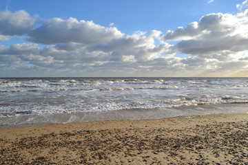 beach waves sand sky 