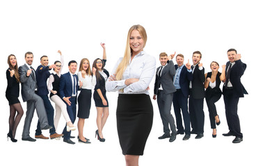 Fototapeta premium happy successful business team isolated on white background