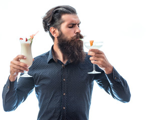 Fototapeta premium bearded man with nonalcoholic cocktails