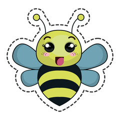 cute bee kawaii character vector illustration design