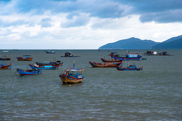 Fishing boats in the ocean