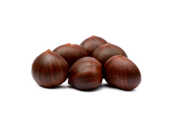 Chestnuts isolated on white background