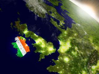 Ireland with flag in rising sun