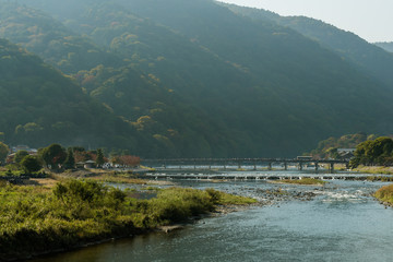 京都嵐山　桂川と渡月橋