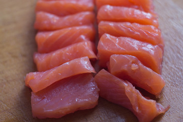 salmon on a wooden board