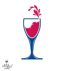 Simple vector wine goblet with splash, alcohol idea illustration