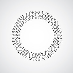 Vector abstract technology illustration with round monochrome ci