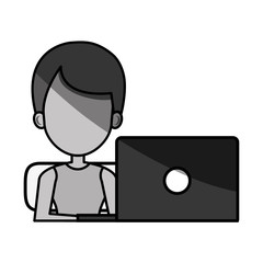 man avatar using laptop vector illustration design