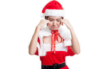 Asian Christmas Santa Claus girl cry.