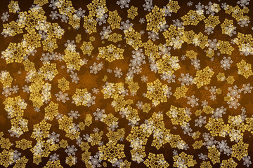 Abstract yellow-brown background with snowflakes