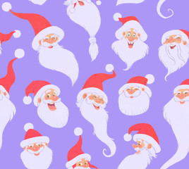 Santa Claus cartoon faces pattern