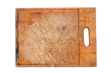 yellow cutting board on a white background