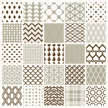 Set of vector endless geometric patterns composed with different