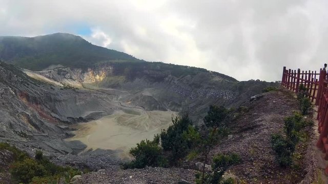 Timelapse of cloud and mist movement on the top of Tangkuban Perahu crater, Subang , West Java, Indonesia