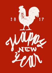 Fototapeta na wymiar new chinese rooster year. red winter holidays card.