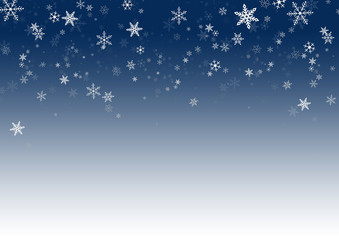 falling snowflakes on blue background - obrazy, fototapety, plakaty