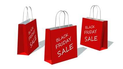black friday - shopping bags with the print black friday, isolated on white background