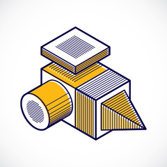 Abstract vector isometric dimensional shape made using geometric