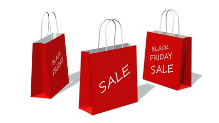 black friday - shopping bags with the print black friday, isolated on white background