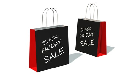 black friday - shopping bags with the print black friday, isolated on white background