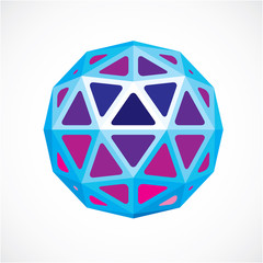 3d vector digital spherical object made using triangular facets.