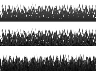 Grass borders silhouette set on white background vector