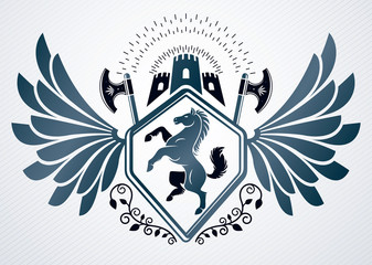 Heraldic Coat of Arms decorative vintage emblem, vector illustra