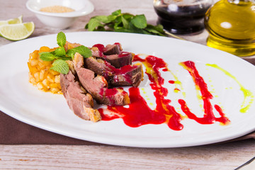 duck fillet with sauce
