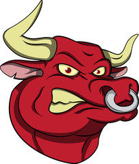 Isolated Angry Bull Head vector Illustration