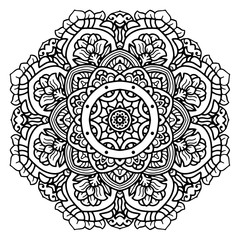 Hand drawn element. Black and white. Mandala. Vector illustration.